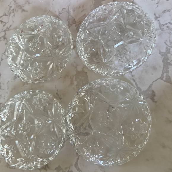 Vintage Glass Coasters - Set 4 Crystal Clear - Depression Glass Star - Picture 10 of 15